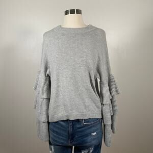 Who What Wear • Ruffle Tiered Gray Sweater